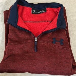 Under Armour Red and Blue Quarter-Zip Pullover Mens Large